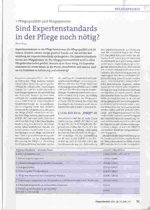 Vorschauseite 1: Sind Expertenstandards in der Pflege noch nötig?