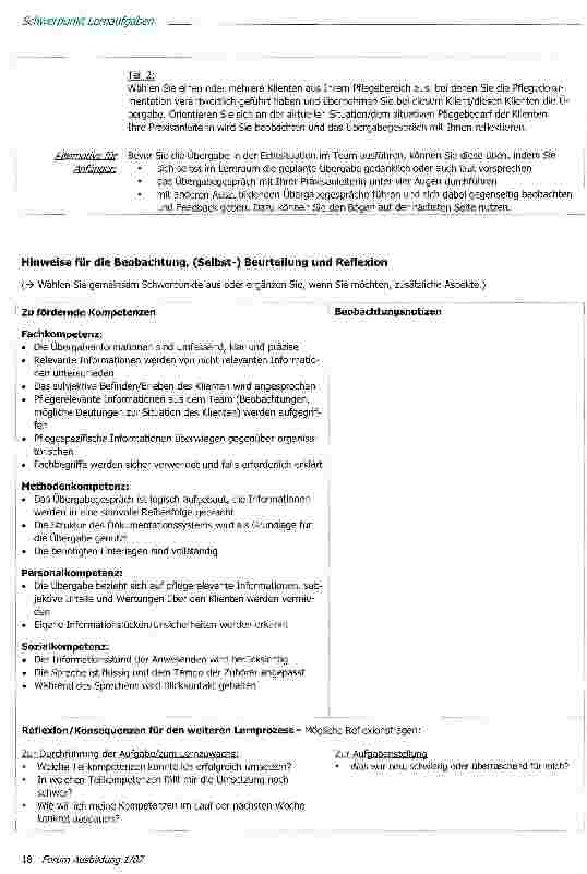 Vorschauseite 2: Pflegerelevante Informationen im Team weitergeben