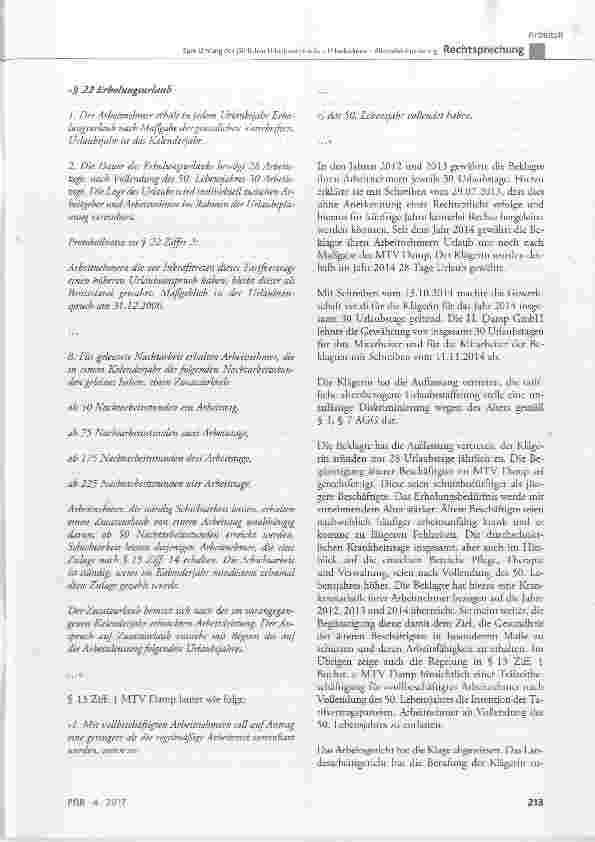 Vorschauseite 2: Zum Umfang des jährlichen Urlaubsanspruchs Urlaubsdauer Altersdiskriminierung