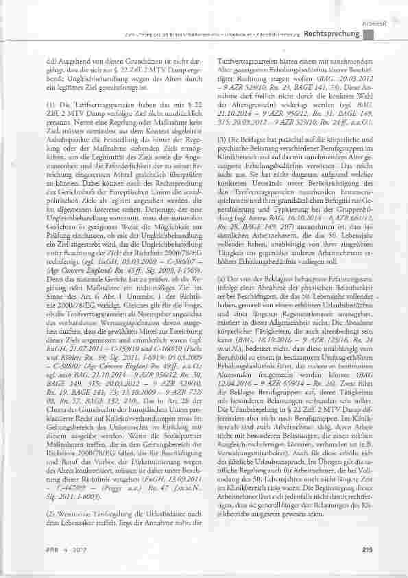 Vorschauseite 4: Zum Umfang des jährlichen Urlaubsanspruchs Urlaubsdauer Altersdiskriminierung