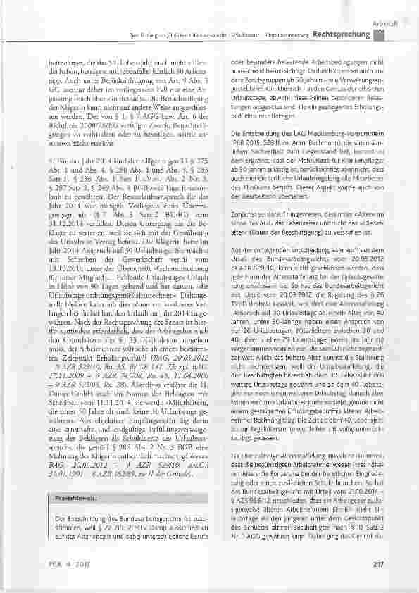Vorschauseite 6: Zum Umfang des jährlichen Urlaubsanspruchs Urlaubsdauer Altersdiskriminierung
