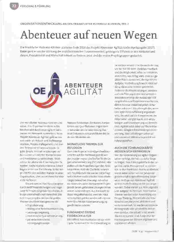 Vorschauseite 1: PERSONALS FÜHRUNG ORGANISATIONSENTWICKLUNG AN DEN FRANKFURTER ROTKREUZ-KLINIKEN, TEIL 2Abenteuer auf neuen Wegen