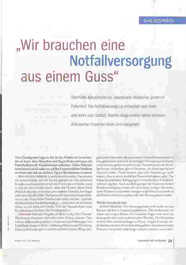 Vorschauseite 1: Wir brauchen eine Notfallversorgung aus einem Guss