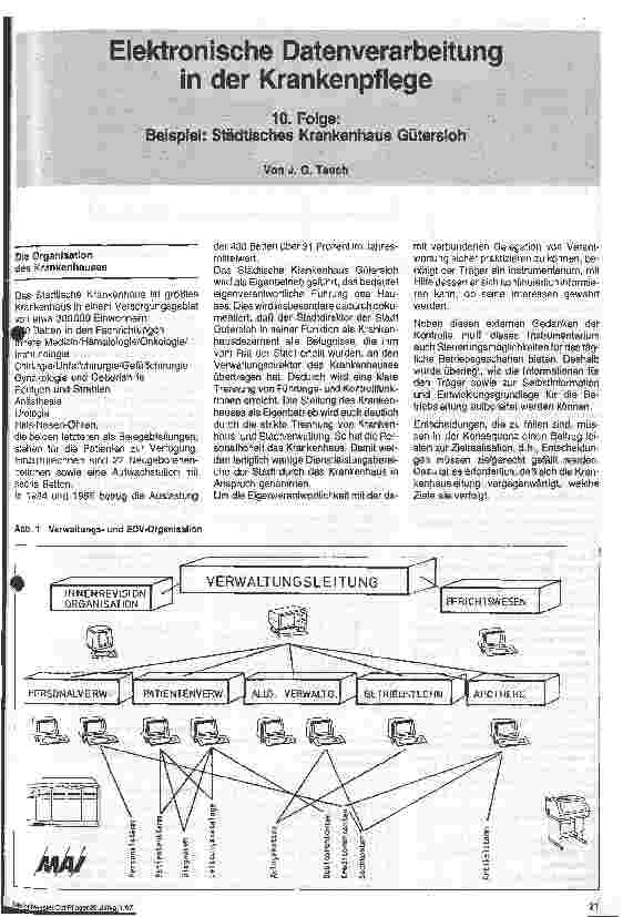 Vorschauseite 1: Elektronische Datenverarbeitung in der Krankenpflege 10. Folge: Beispiel Städt. Krankenhaus Gütersloh