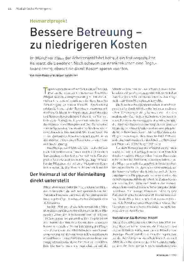 Vorschauseite 1: Bessere Betreuung -zu niedrigeren Kosten