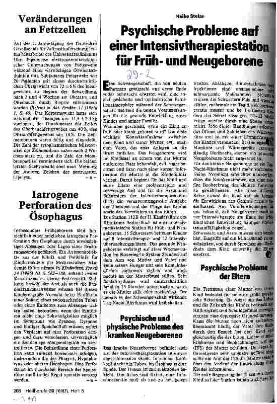 Vorschauseite 1: Psychische Probleme auf einer Intensivtherapiestation für Frühund Neugeborene