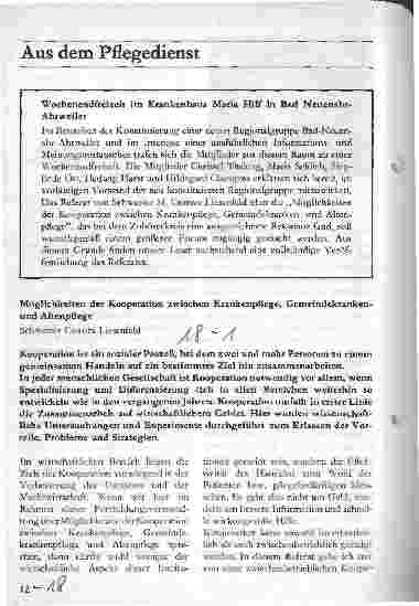 Vorschauseite 1: Möglichkeiten der Kooperation zwischen Krankenpflege, Gemeindekrankenpflege und Altenpflege
