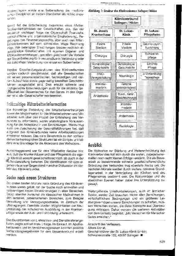 Vorschauseite 2: Klinikverbund Solingen/Hilden Gemeinsamkeit macht kleinere Krankenhäuser stark