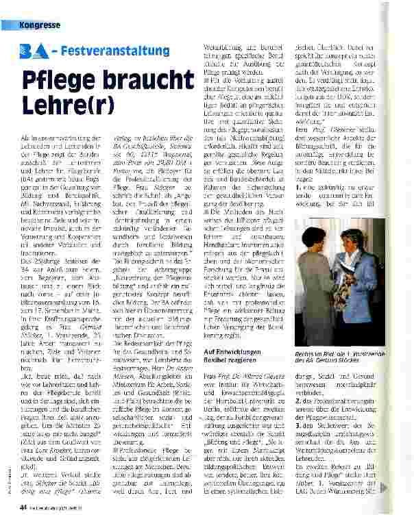 Vorschauseite 1: Pflege braucht Lehre(r) BA - Festveranstaltung