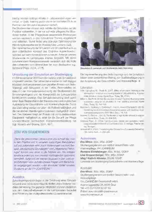 Vorschauseite 2: Der Studiengang „Gesundheitsund Krankenpflege“ an der FH JOANNEUM