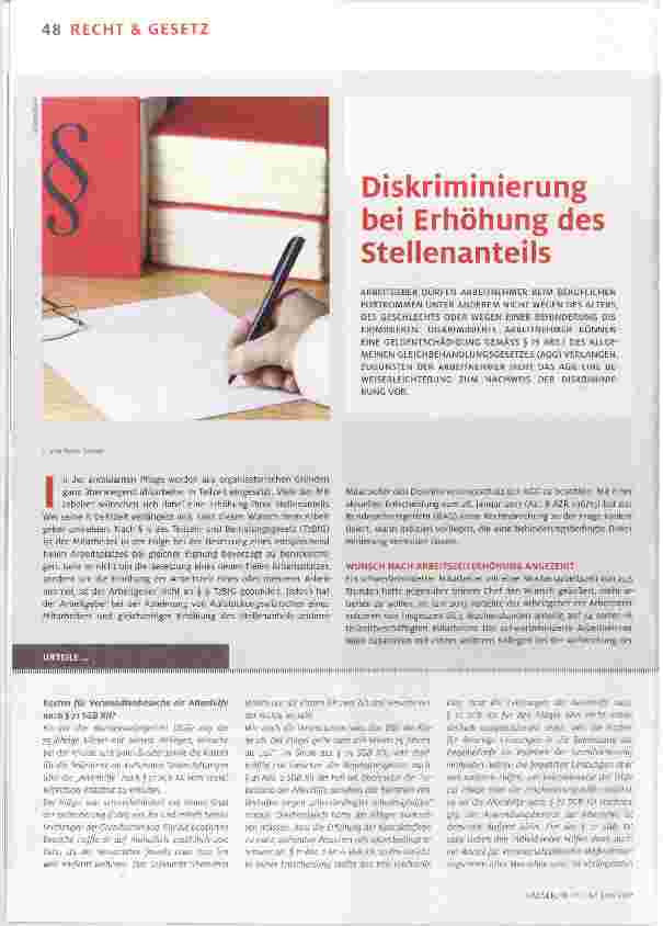 Vorschauseite 1: Diskriminierung bei Erhöhung des Stellenanteils