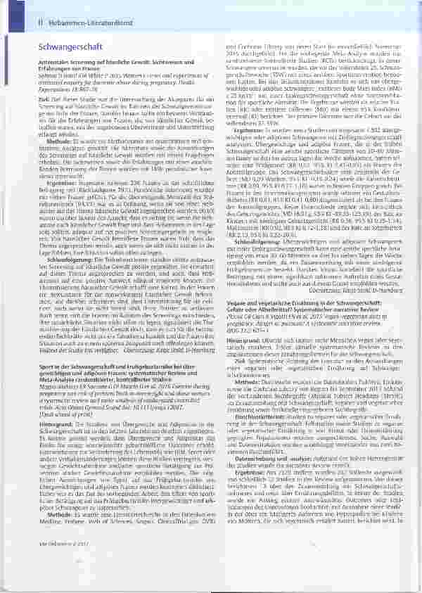 Vorschauseite 2: Hebammen-Literaturdienst Fachartikel - zusammengefasst von Hebammen für Hebammen