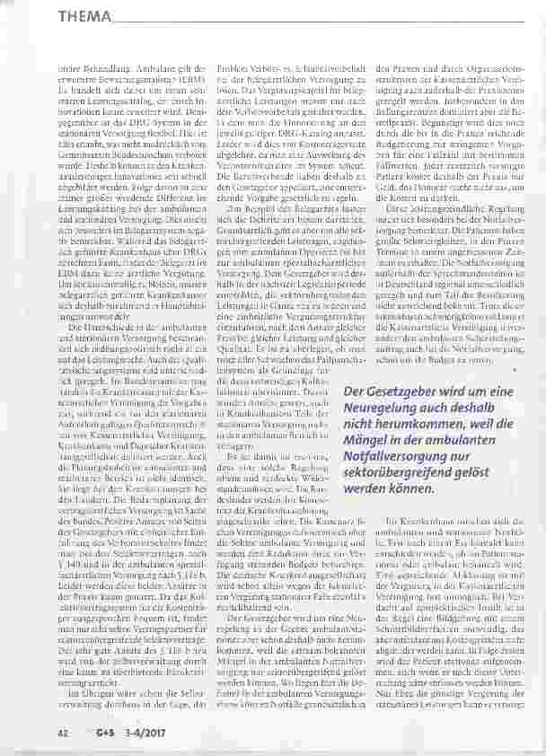 Vorschauseite 2: Verzahnung ambulant/ stationär einschließlich der ambulanten Notfallversorgung