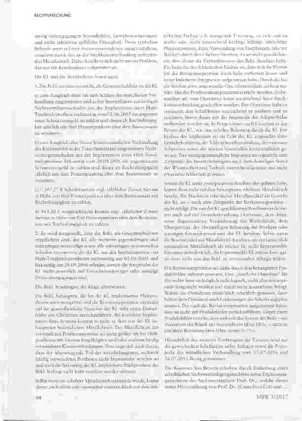 Vorschauseite 4: Schmerzensgeldanspruch wegen fehlerhafter MoM-Hüftprothese