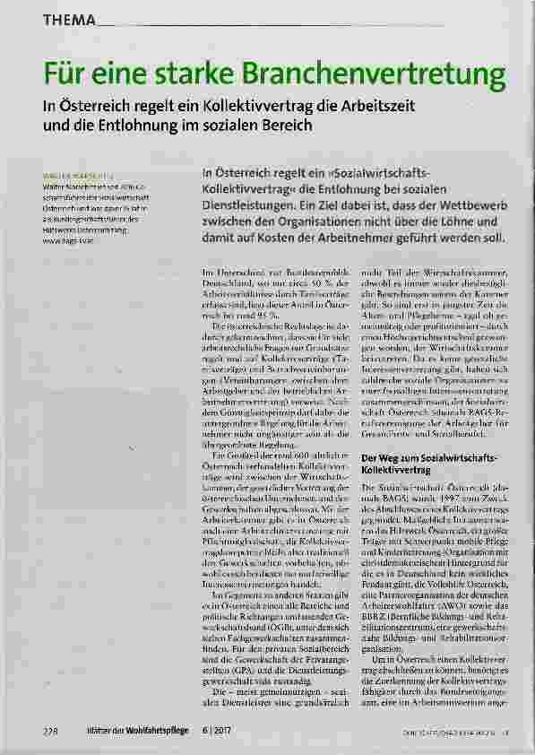 Vorschauseite 1: Für eine starke Branchenvertretung In Österreich regelt ein Kollektivvertrag die Arbeitszeit und die Entlohnung im sozialen Bereich