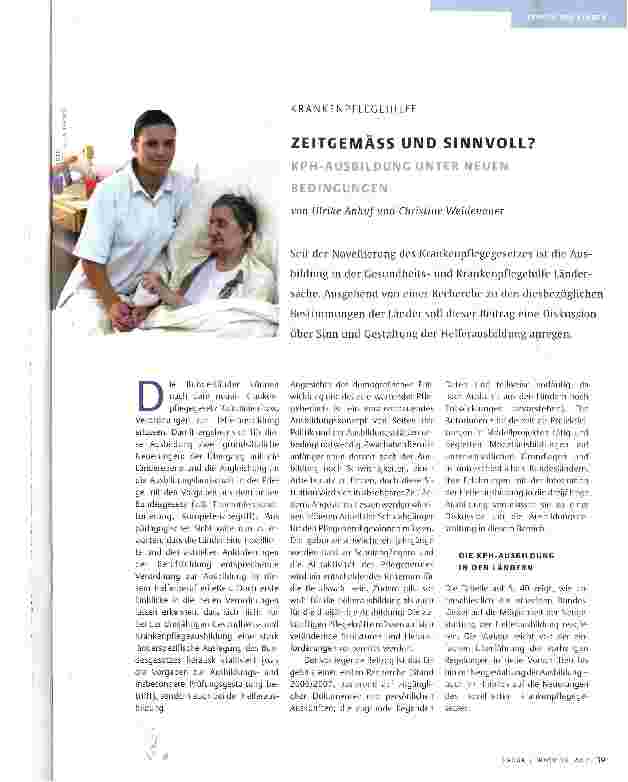 Vorschauseite 1: ZEITGEMÄSS UND SINNVOLL? KPH-AUSBILDUNG UNTER NEUEN BEDINGUNGEN