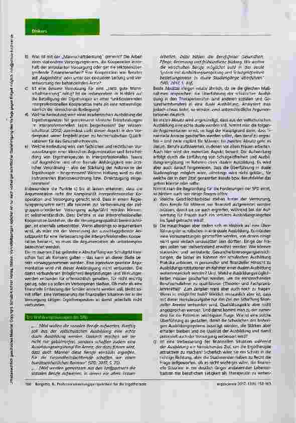 Vorschauseite 3: Professionalisierungsperspektiven für die Ergotherapie. Eine Analyse der Wahlprogramme der im Bundestag 2017 vertretenen Parteien