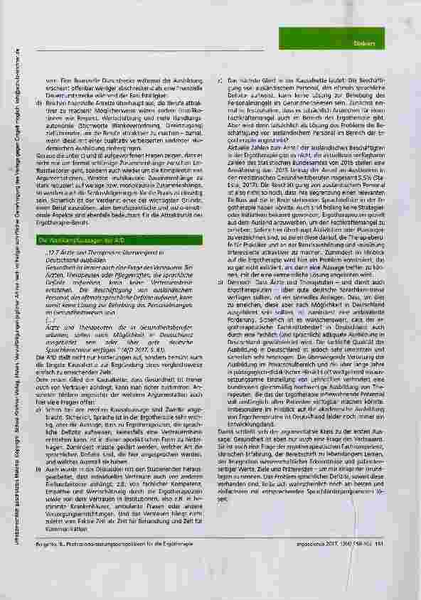 Vorschauseite 4: Professionalisierungsperspektiven für die Ergotherapie. Eine Analyse der Wahlprogramme der im Bundestag 2017 vertretenen Parteien