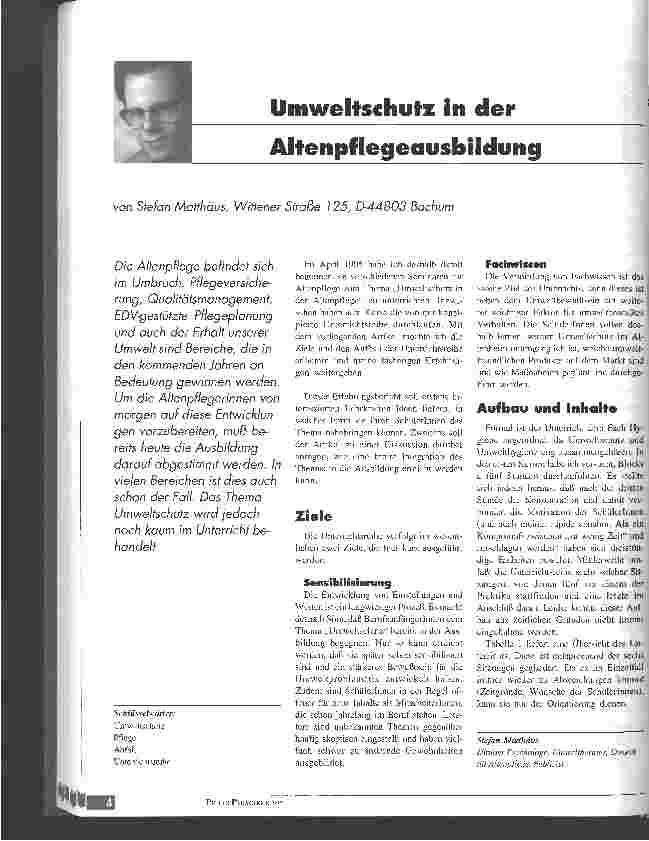 Vorschauseite 1: Umweltschutz in der Altenpflegeausbildung