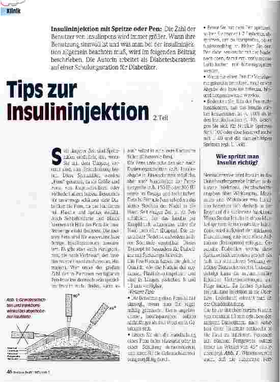 Vorschauseite 1: Tips zur Insulininjektion 2. Teil