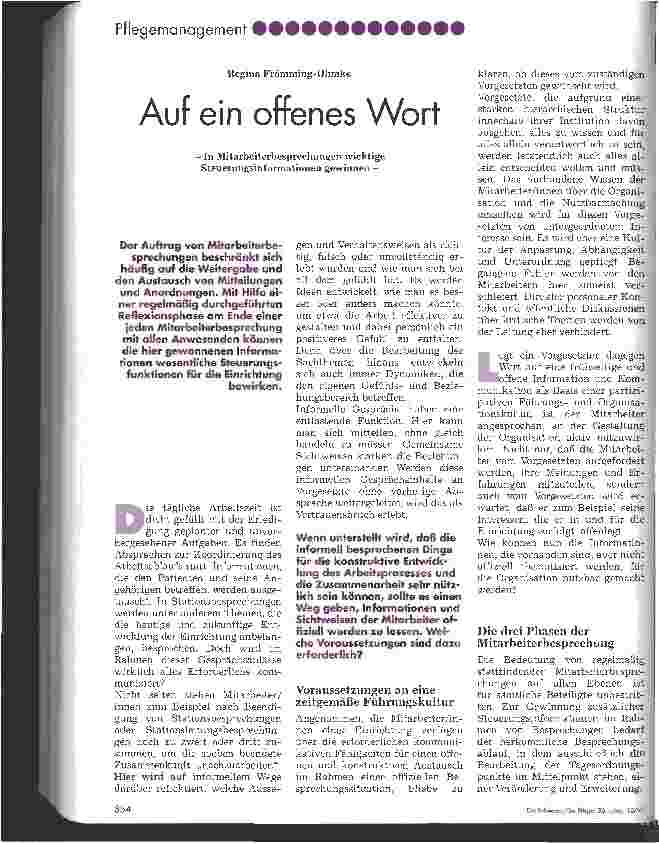 Vorschauseite 1: Auf ein offenes Wort In Mitarbeiterbesprechungen wichtige Steuerungsinformationen gewinnen