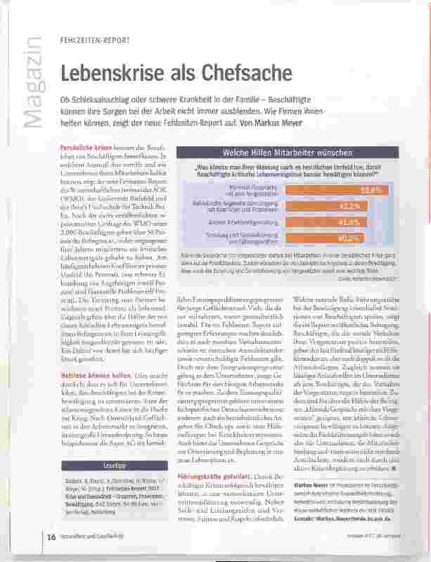Vorschauseite 1: Lebenskrise als Chefsache