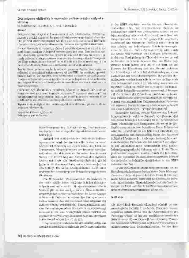 Vorschauseite 2: Dosis-Wirkungs-Beziehungen in der neurologisch-neurochirurgischen Frührehabilitation
