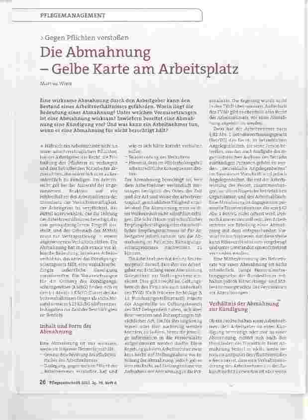Vorschauseite 1: Die Abmahnung Gelbe Karte am Arbeitsplatz