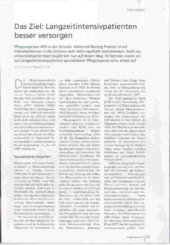 Vorschauseite 1: Das Ziel: Langzeitintensivpatienten besser versorgen