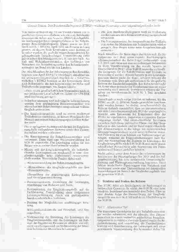 Vorschauseite 2: Das Bundesteilhabegesetz (BTHG) wichtige Neuerungen aus trägerübergreitender Sicht Teil I