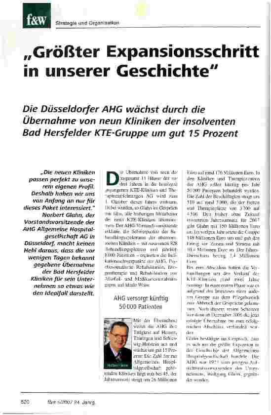 Vorschauseite 1: Größter Expansionsschritt in unserer Geschichte