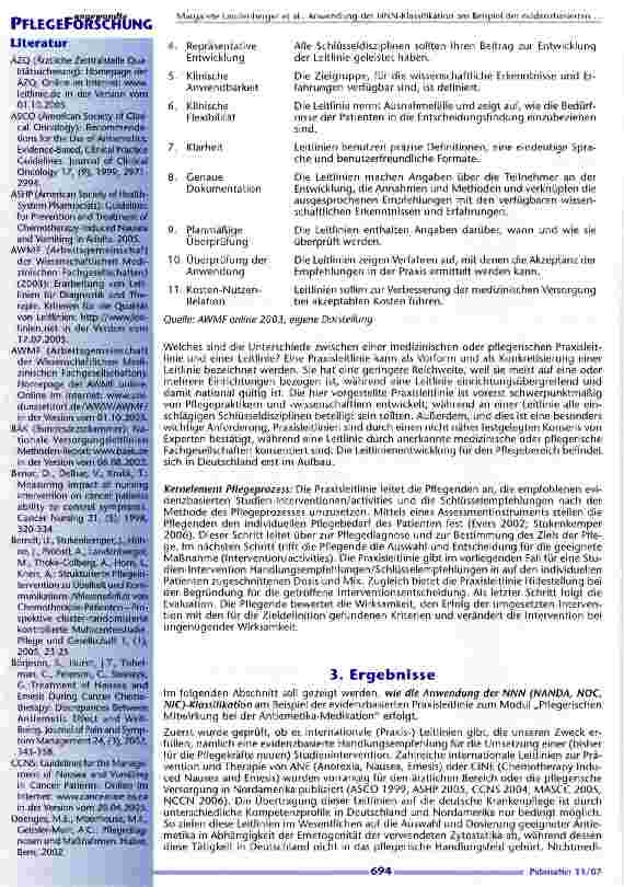 Vorschauseite 3: Anwendung der NNN Klassifikation am Beispiel der evidenzbasierten Praxisleitlinie Pflegerische Mitwirkung bei der Antiemetika-Medikation