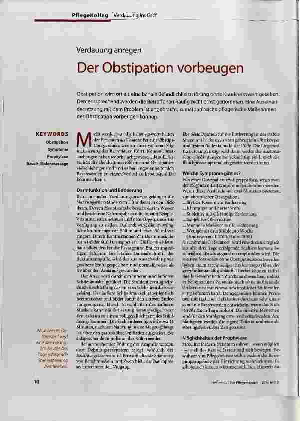 Vorschauseite 1: Der Obstipation Vorbeugen