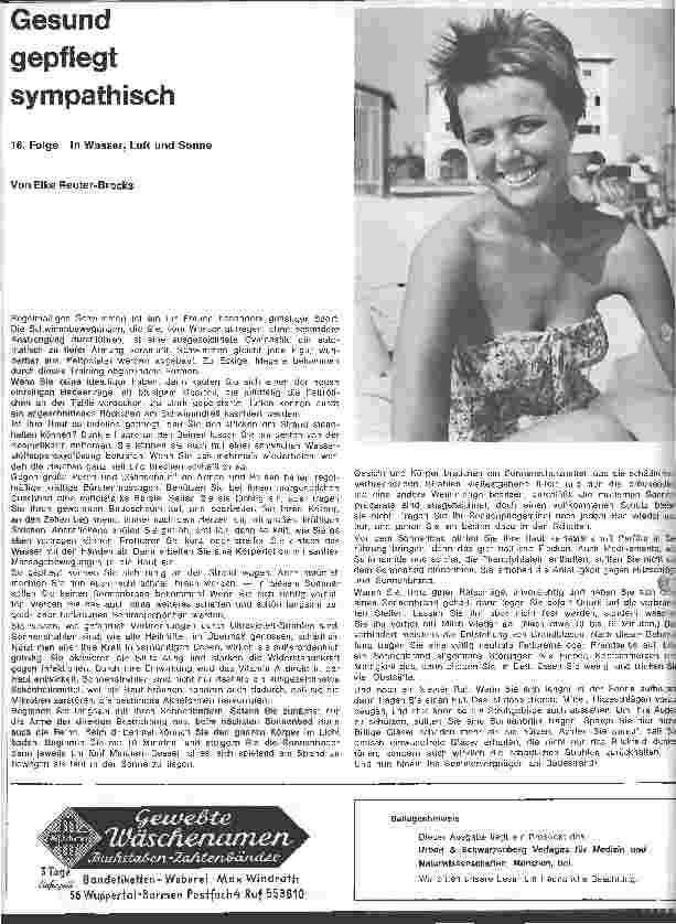 Vorschauseite 1: Gesund gepflegt sympathisch 16. Folge: In Wasser, Luft und Sonne