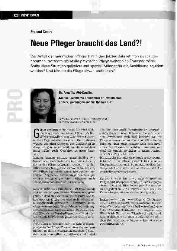 Vorschauseite 1: Neue Pfleger braucht das Land?! Pro und Contra
