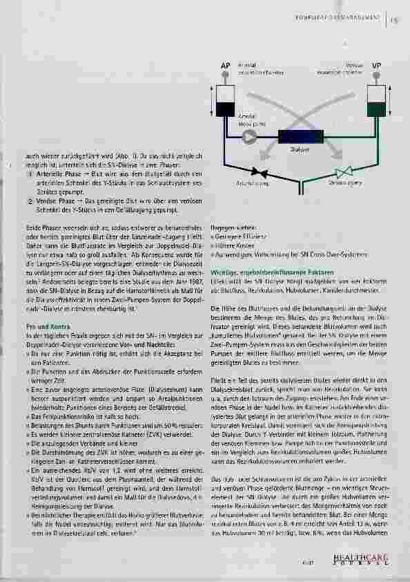 Vorschauseite 2: Single-Needle-Dialyse Einfacher und effektiver mit nur einer Pumpe