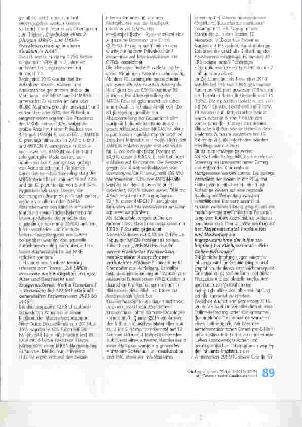 Vorschauseite 3: Bericht über das 12. Ulmer Symposium Krankenhausinfektionen vom 15. bis 17. März 2017