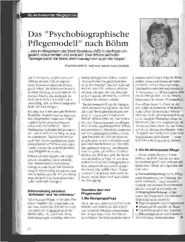 Vorschauseite 1: Das Psychobiographische Pflegemodell nach Böhm