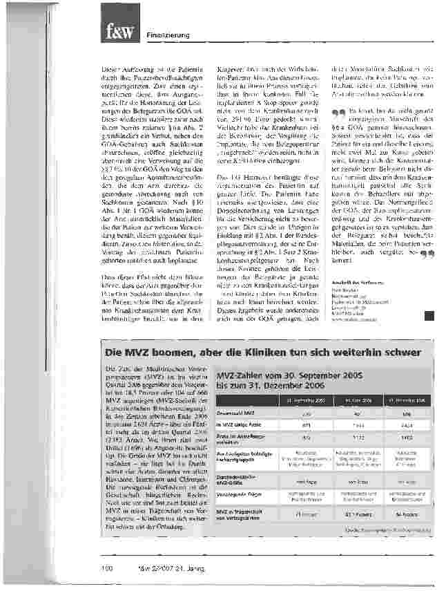 Vorschauseite 3: Bessere Vergütung der belegärztlichen Leistungen