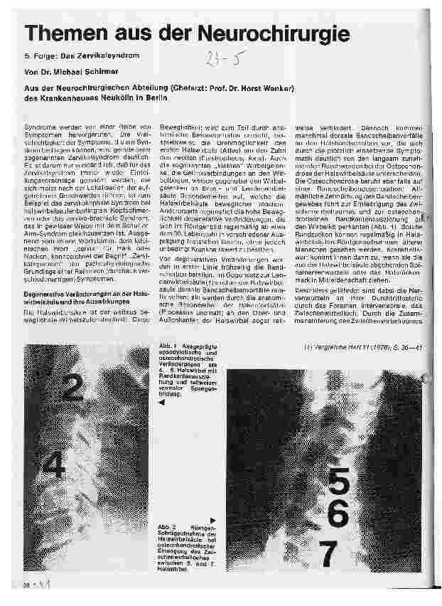 Vorschauseite 1: Themen aus der Neurochirurgie 5. Folge: Das Zervikalsymdrom