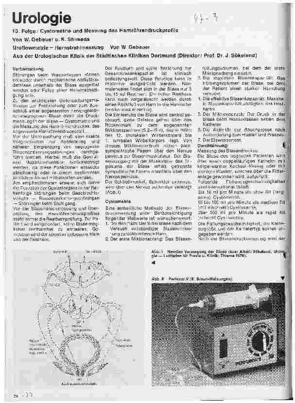Vorschauseite 1: Urologie 13. Folge: Cystometrie und Messung des Harnröhrendruckprofils Uroflowmetrie - Harnstrahlmessung