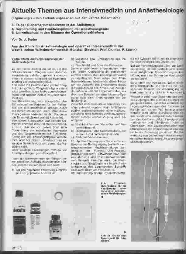 Vorschauseite 1: Akuelle Themen aus Intensivmedizin und Anästhesie 8. Folge: Sicherheitsmaßnahmen in der Anästhesie