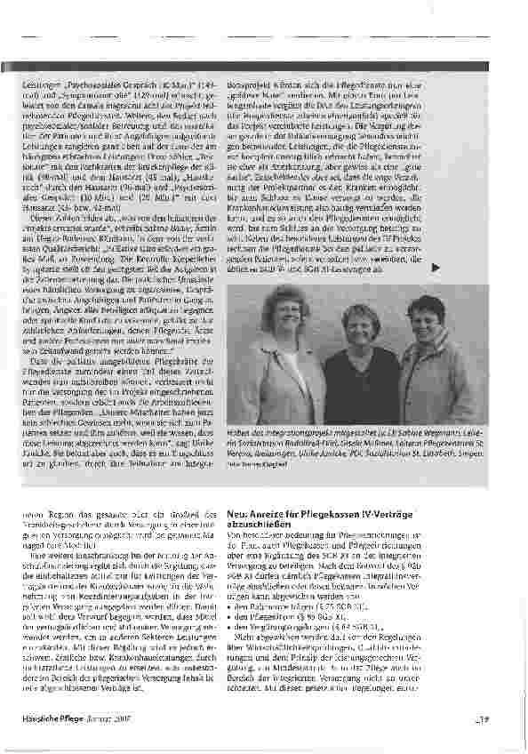 Vorschauseite 4: Verbesserte Möglichkeiten für Pflegedienste, Integrationsversorgung mit zu gestaltenStabile Versorgungsketten bilden