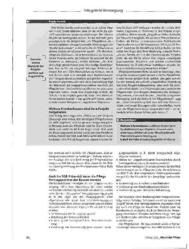 Vorschauseite 5: Verbesserte Möglichkeiten für Pflegedienste, Integrationsversorgung mit zu gestaltenStabile Versorgungsketten bilden