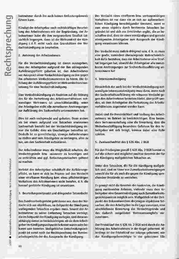 Vorschauseite 5: Außerordentliche verhaltensbedingte Kündigung - Nichtbewiesenes Fehlverhalten