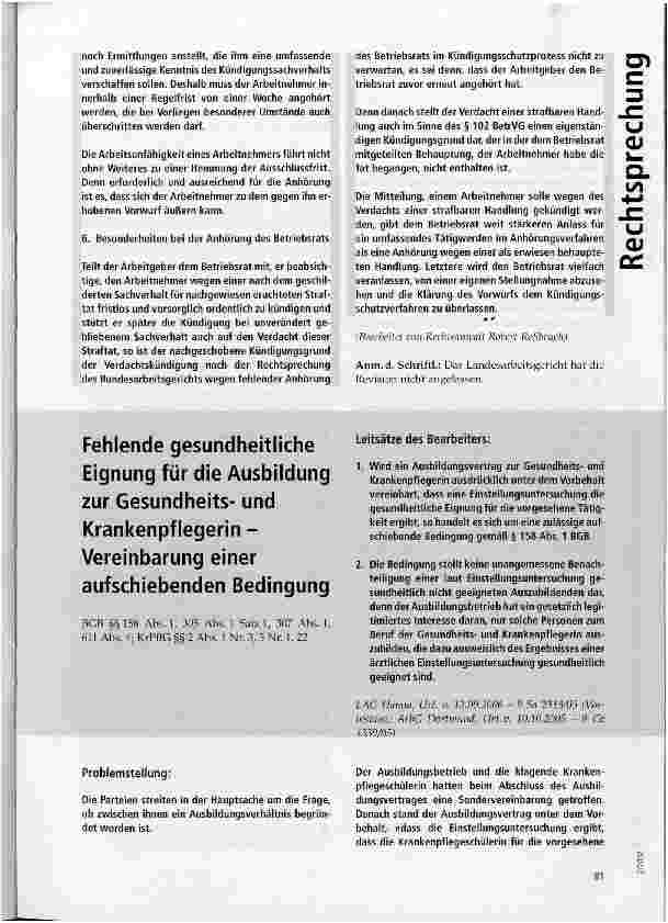 Vorschauseite 6: Außerordentliche verhaltensbedingte Kündigung - Nichtbewiesenes Fehlverhalten
