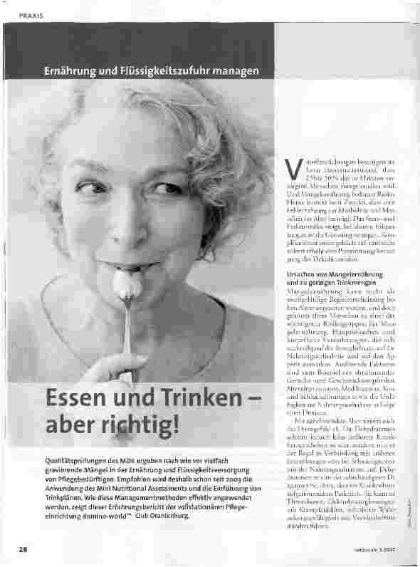 Vorschauseite 1: Ernährung und Flüssigkeitszufuhr managen - Essen und Trinken -aber richtig!