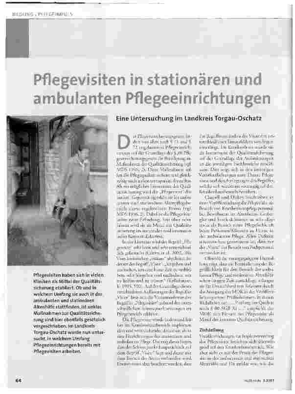 Vorschauseite 1: Pflegevisiten in stationären und ambulanten Pflegeeinrichtungen