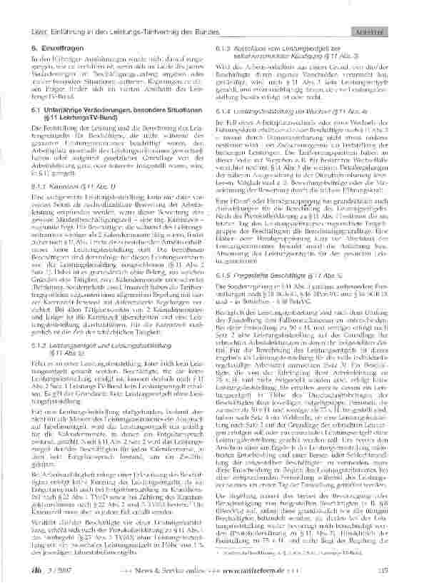 Vorschauseite 2: Einführung in den Leistungstarifvertrag des Bundes - Teil II (Ziff. 6 - 8.2.2) -