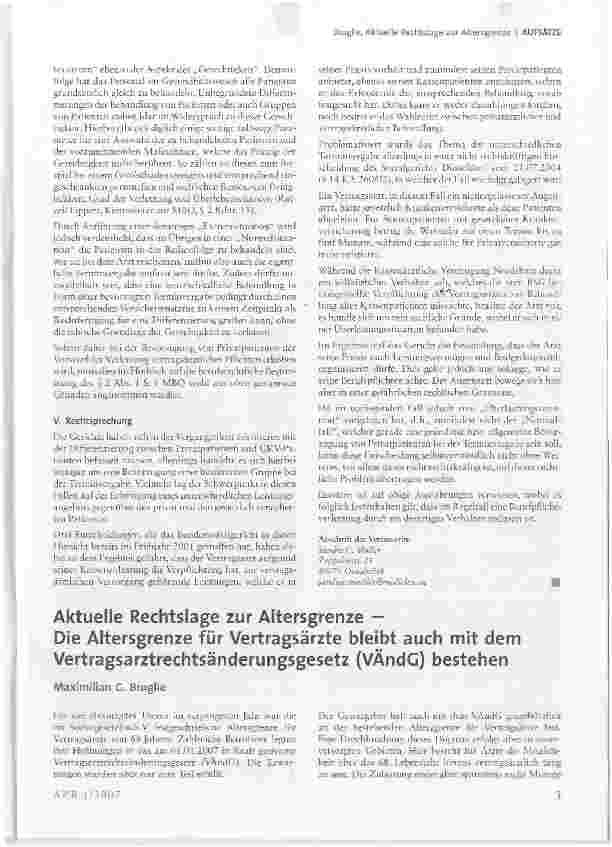 Vorschauseite 3: Kann ein Vertragsarzt für die bevorzugte Terminvergabe an Privatpatienten rechtlich belangt werden?